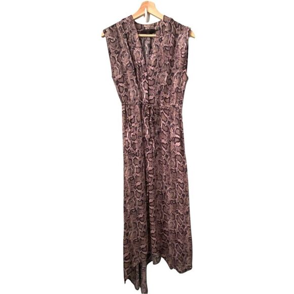 All Saints Tate Misra Asymmetric Hem Dress Elegant Snake Print Maxi Dress in S - Picture 4 of 13